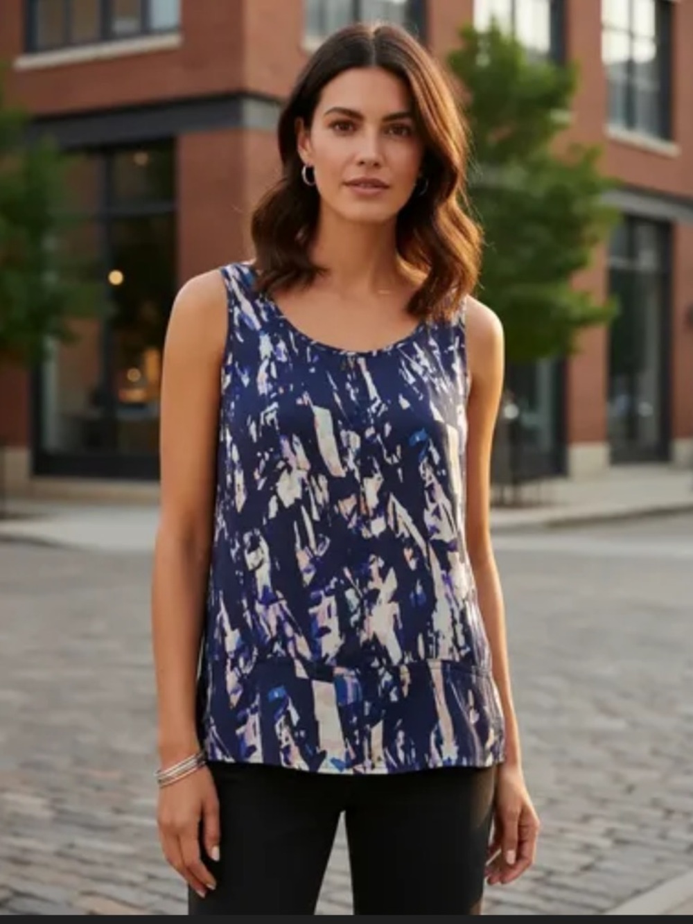 CLUB MONACO Multicolor Abstract 100% Silk Tank Blouse